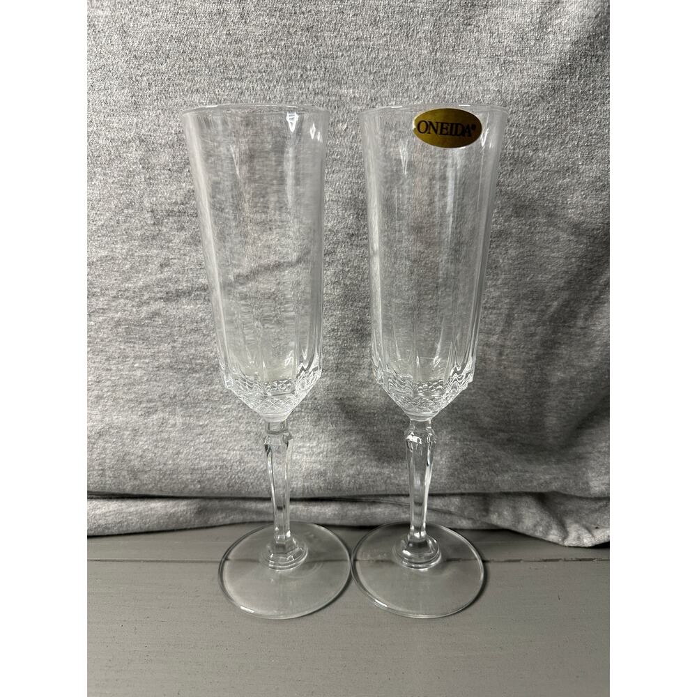 Lot of 2 Oneida Crystal Champagne Glasses